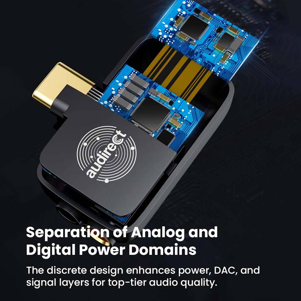 Audirect Atom4 DAC/AMP Grey Type-C separation analog and digital power domains