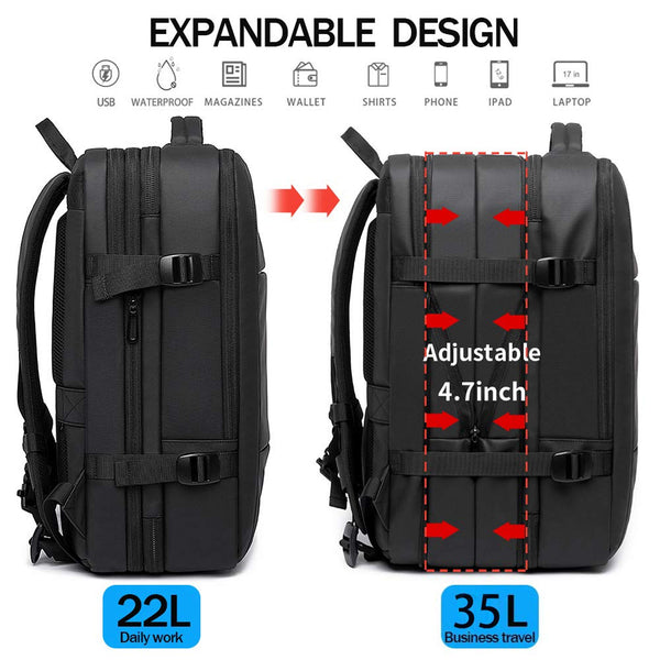 BANGE - 1908 35L Smart Travel Backpack with USB Port Fit for 17.3 - 5