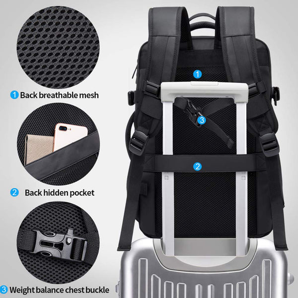 BANGE - 1908 35L Smart Travel Backpack with USB Port Fit for 17.3 - 7