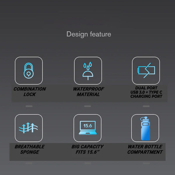 BANGE - 7216 Plus 35L Travel Backpack with Antitheft Lock & Charging Port - 13