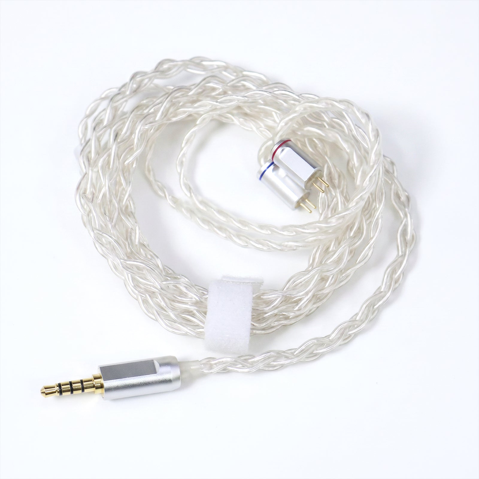 Silver braided audio cable with 3.5mm jack for IEM