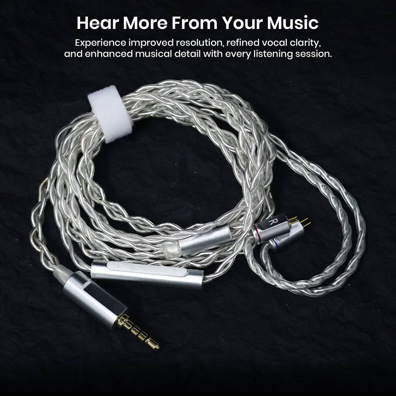 Silver-plated OFC upgrade cable for IEM with braided design