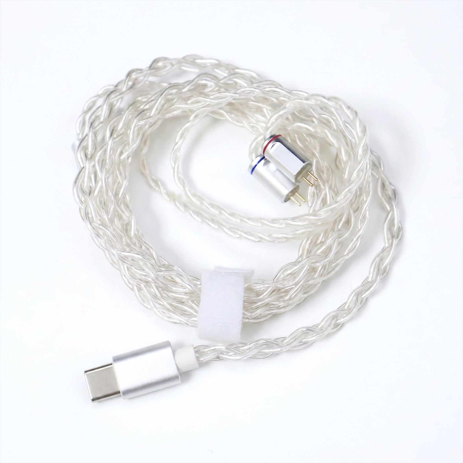 Clear silver-plated OFC upgrade cable for IEM with USB-C connector
