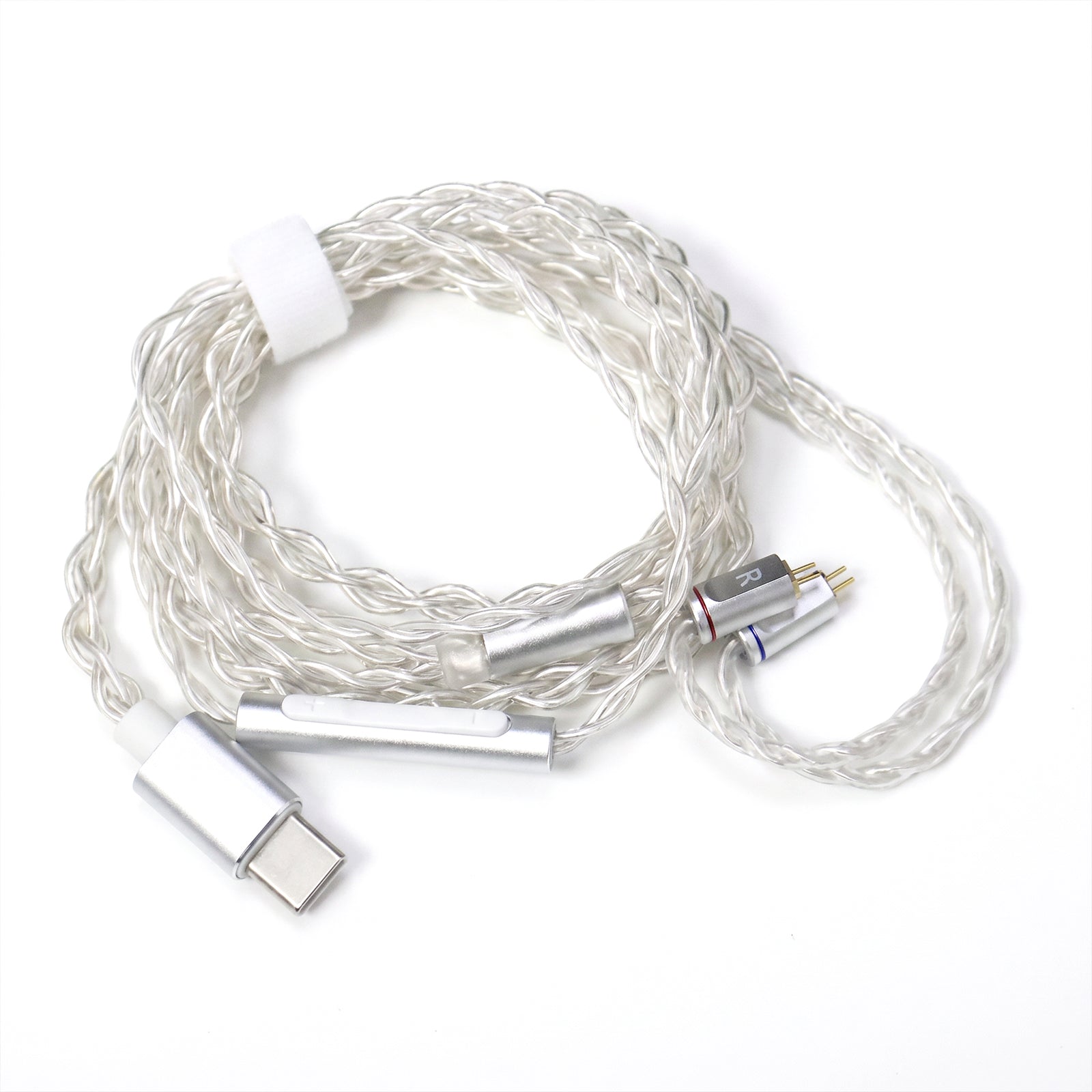 Clear silver-plated OFC upgrade cable with Mic for IEM with USB-C connector