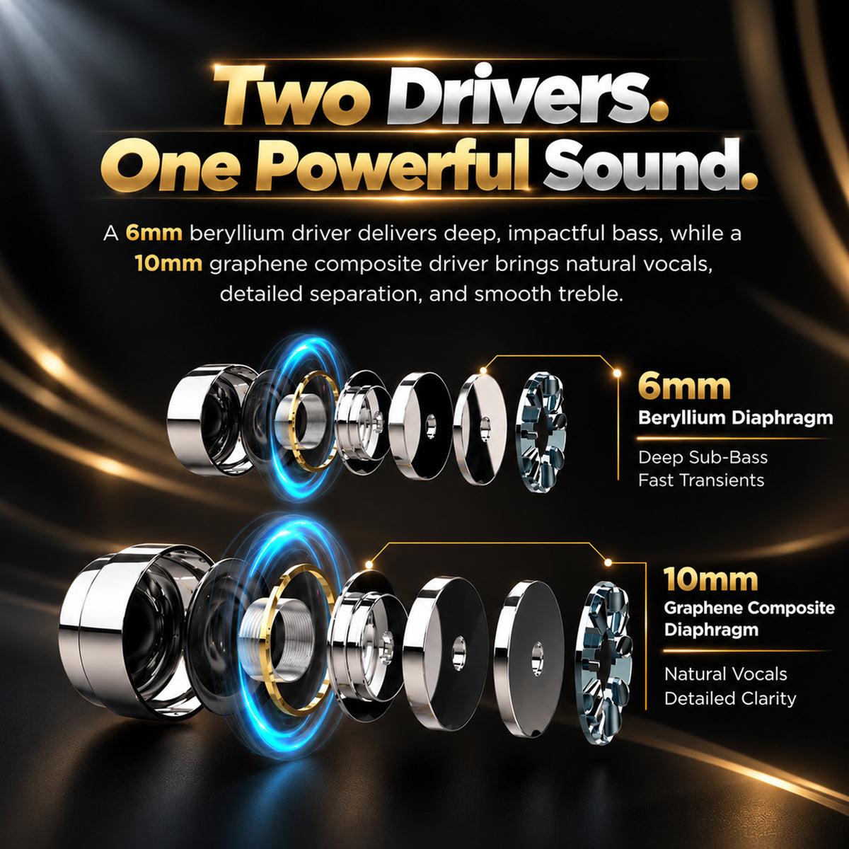 COZOY - D2 10mm + 6mm Dual Dynamic Driver IEM