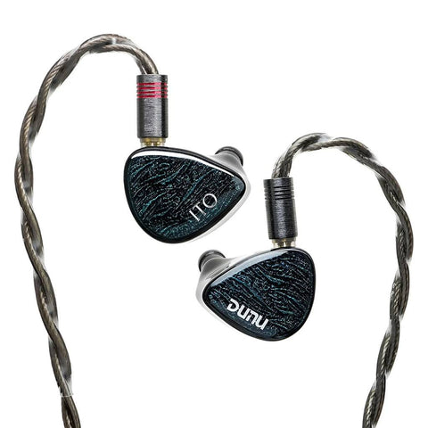 DUNU X KOTO ITO 2DD+2BA Hybrid IEM with braided cable and ergonomic resin shell, designed for high-fidelity in-ear audio performance.