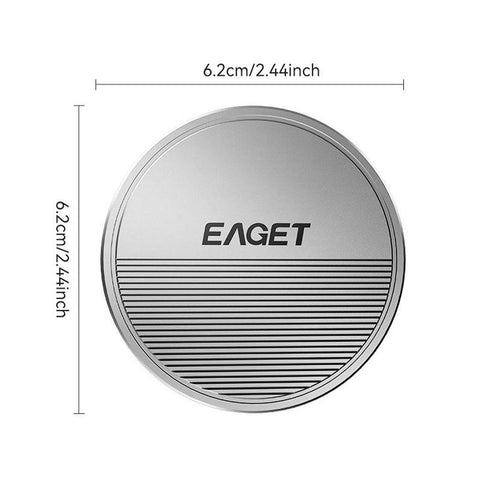 Compact EAGET SE880 SSD Enclosure with 6.2cm diameter, ideal for portable NVMe storage up to 4TB with aluminum body.