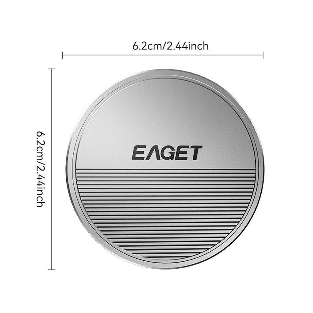 Compact EAGET SE880 SSD Enclosure with 6.2cm diameter, ideal for portable NVMe storage up to 4TB with aluminum body.