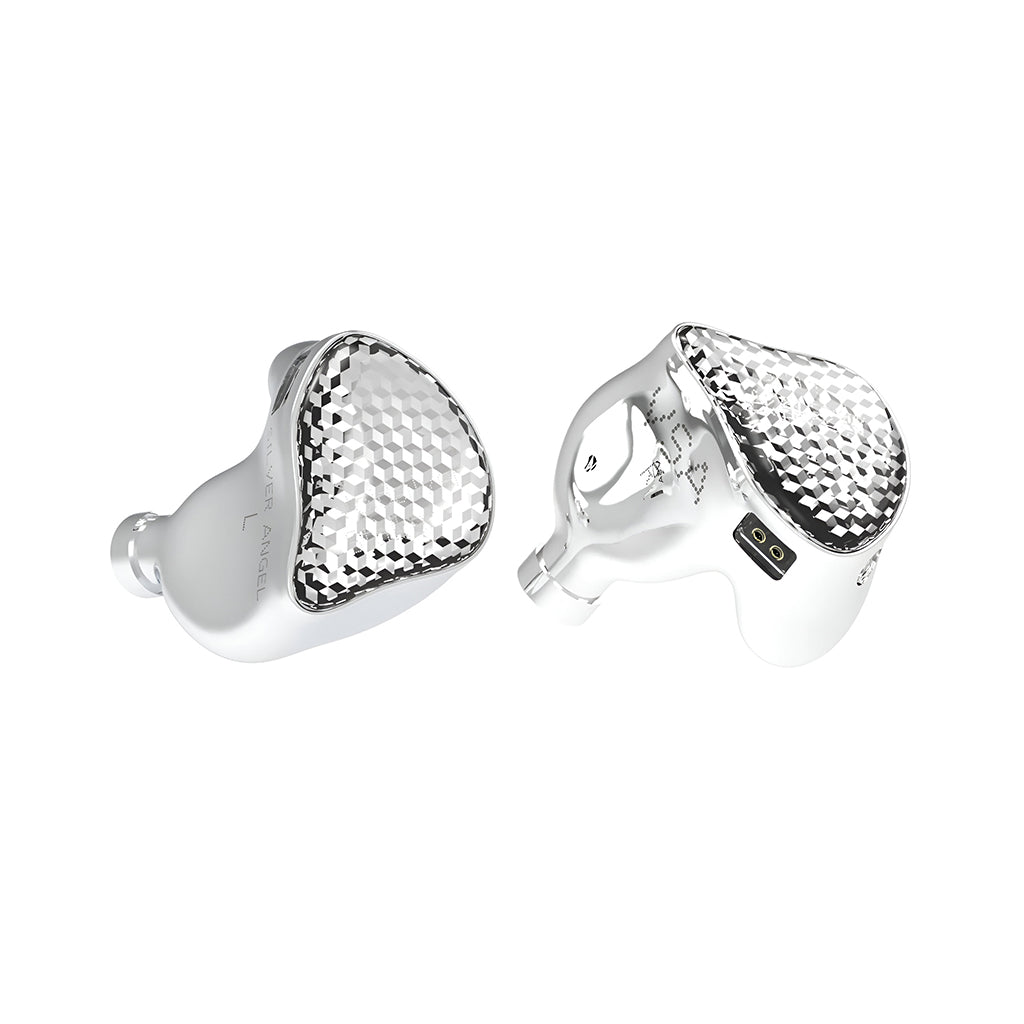 EarAcoustic VSA-V1 IEM features a polished zinc alloy body with a diamond-textured faceplate, showcasing premium design for high-fidelity audio.