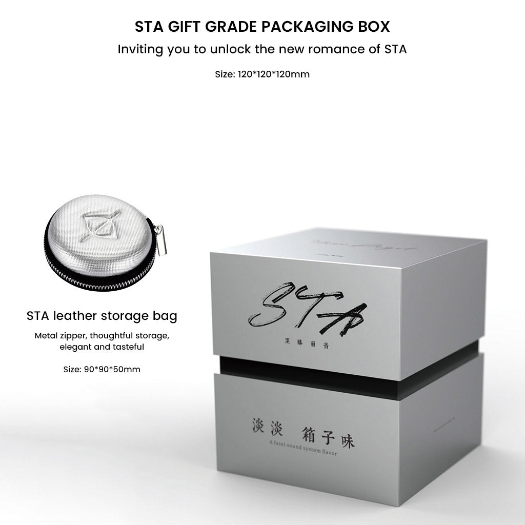 Gift-grade packaging for EARACOUSTIC STA IEMs with leather storage case, ideal for premium unboxing and safe storage.