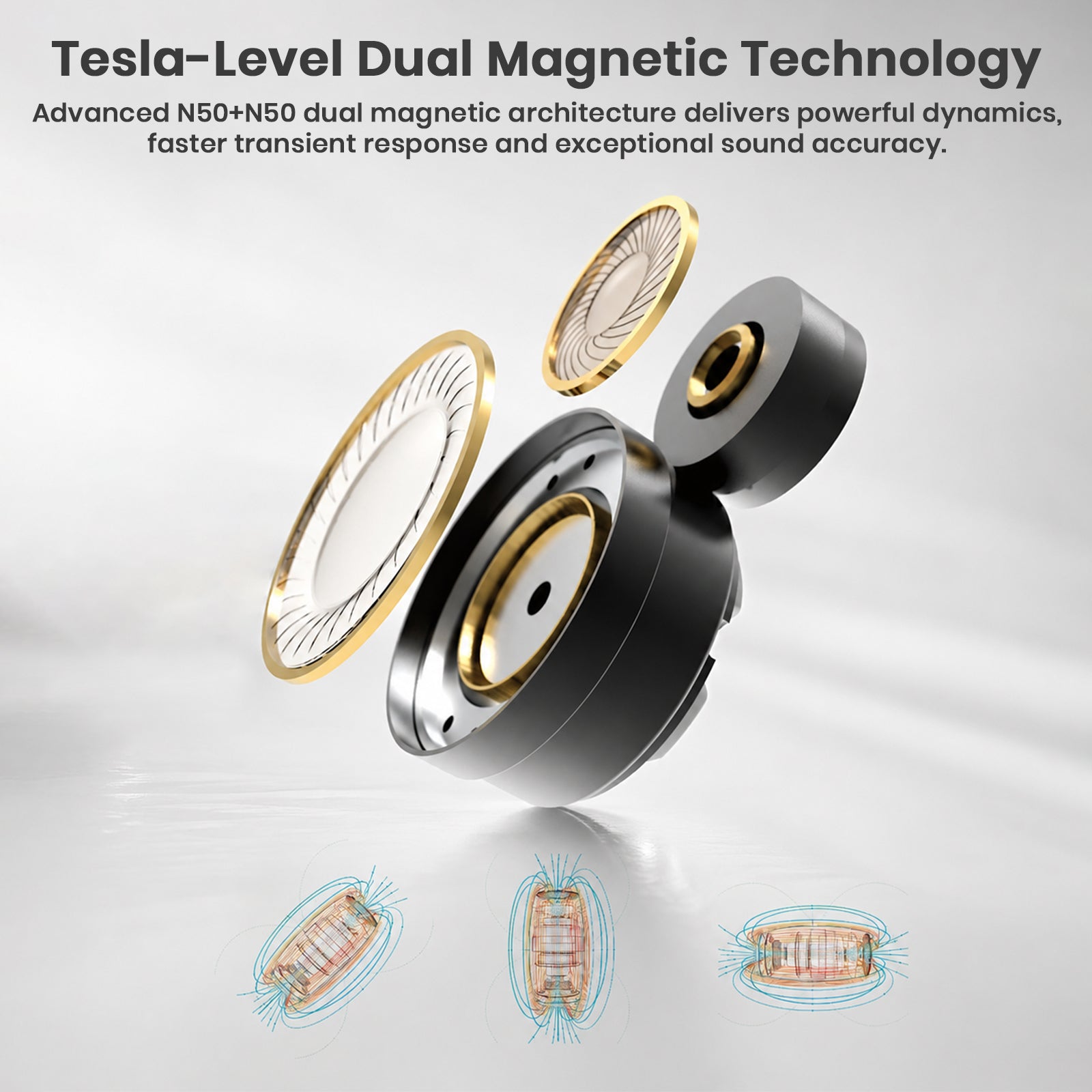 Tesla-level dual magnetic architecture for IEMs