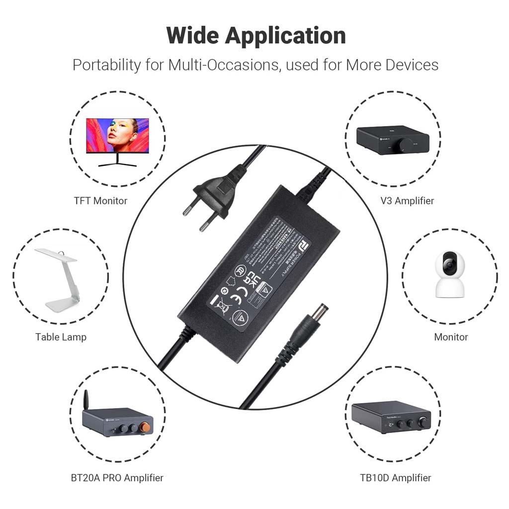 Fosi Audio 48V Gan Power Adapter Wide Application