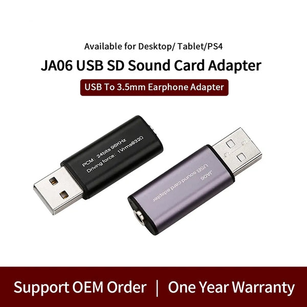 JCALLY JA06 USB to 3.5mm Headphone External Sound Card Converter - 6