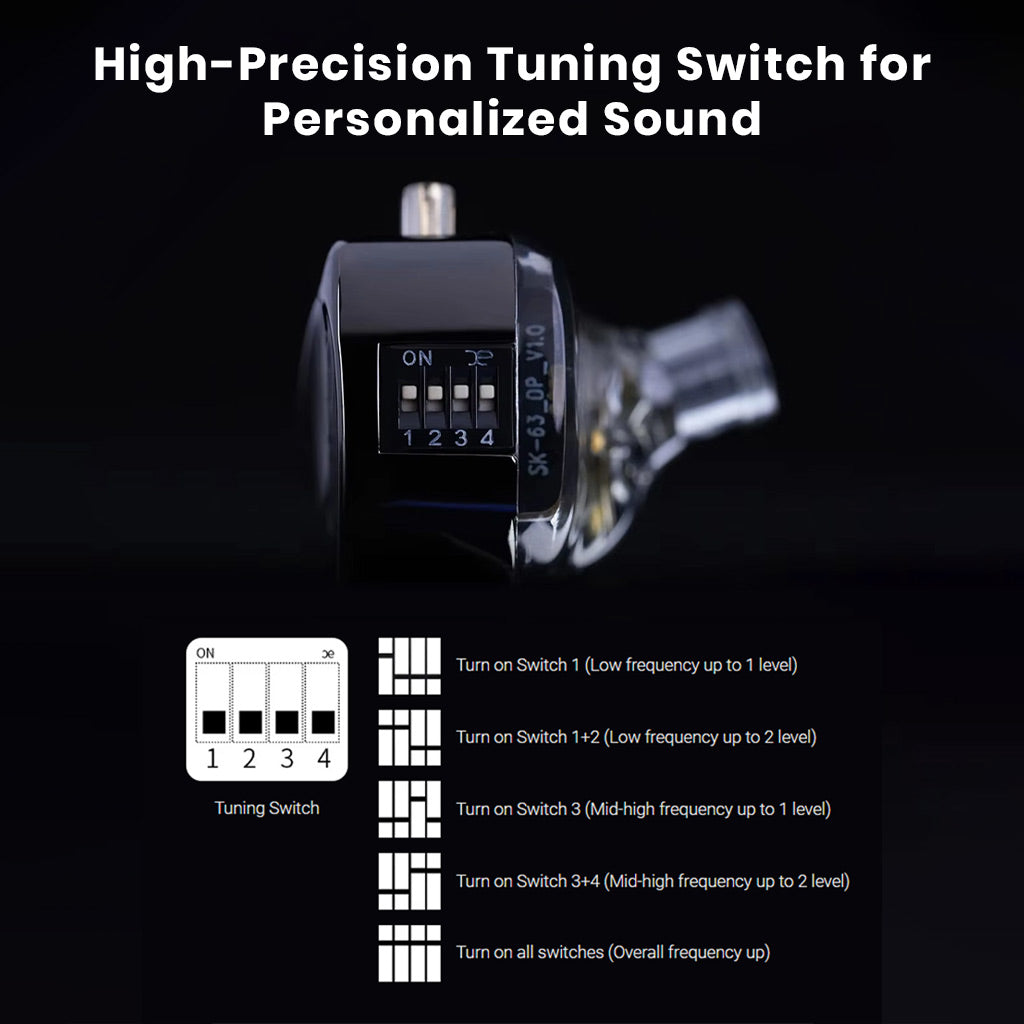 KZ Castor Pro Dual Dynamic Driver IEM 4 level of tunung switch
