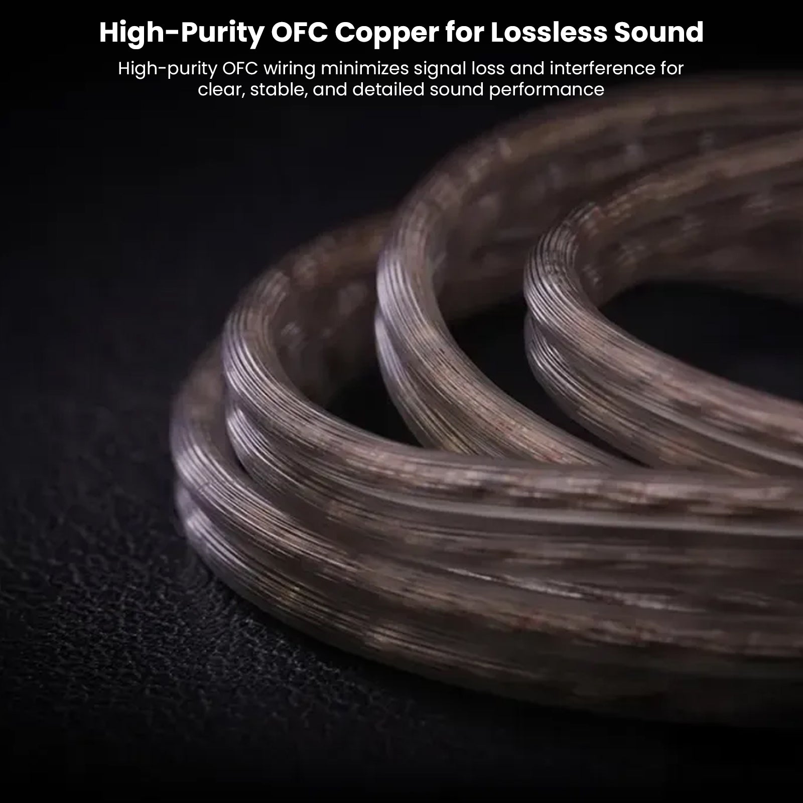 Coiled copper OFC headphone cable for lossless sound