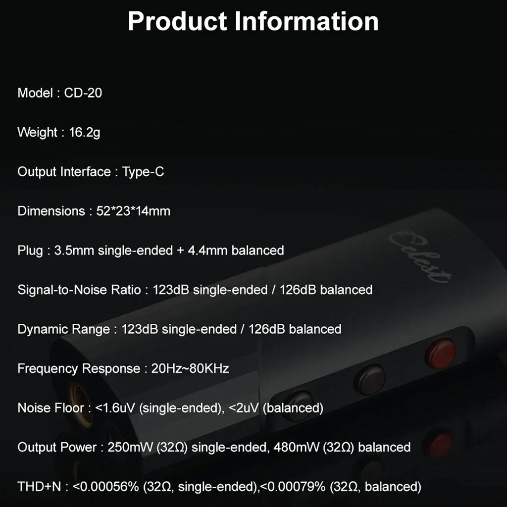 Kinera Celest CD-20 DAC AMP Specification