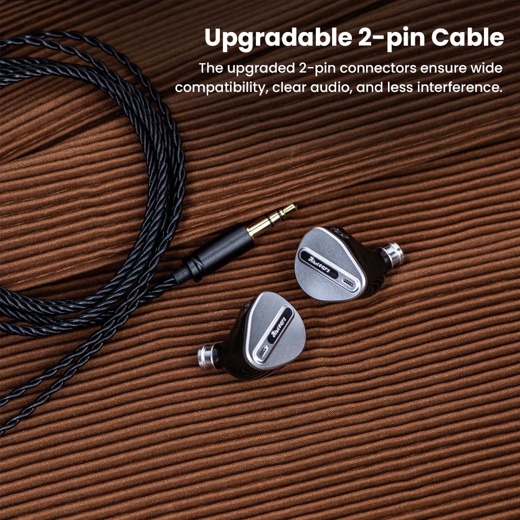Kiwi Ears Airoso IEM with upgradable 2-pin cable offers wide compatibility, reduced interference, and clear audio signal transmission.