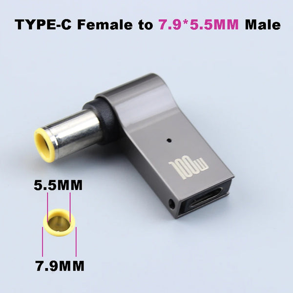 TECPHILE - 100W Female Type-C Laptop Adapter for Lenovo - 8