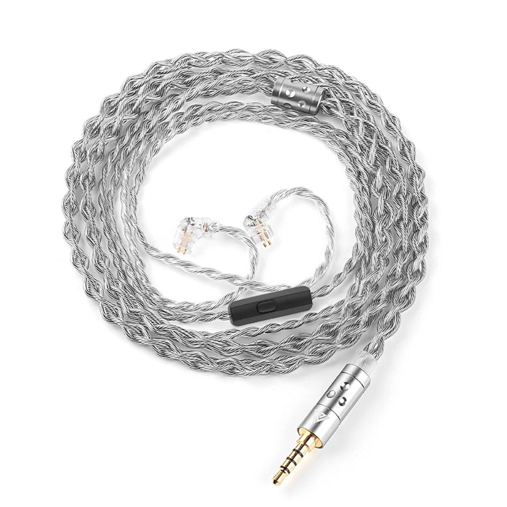 OKZ - T7 Premium 4-Core Upgrade Cable for IEM with silver-plated oxygen-free copper strands and 3.5mm plug for enhanced audio clarity.