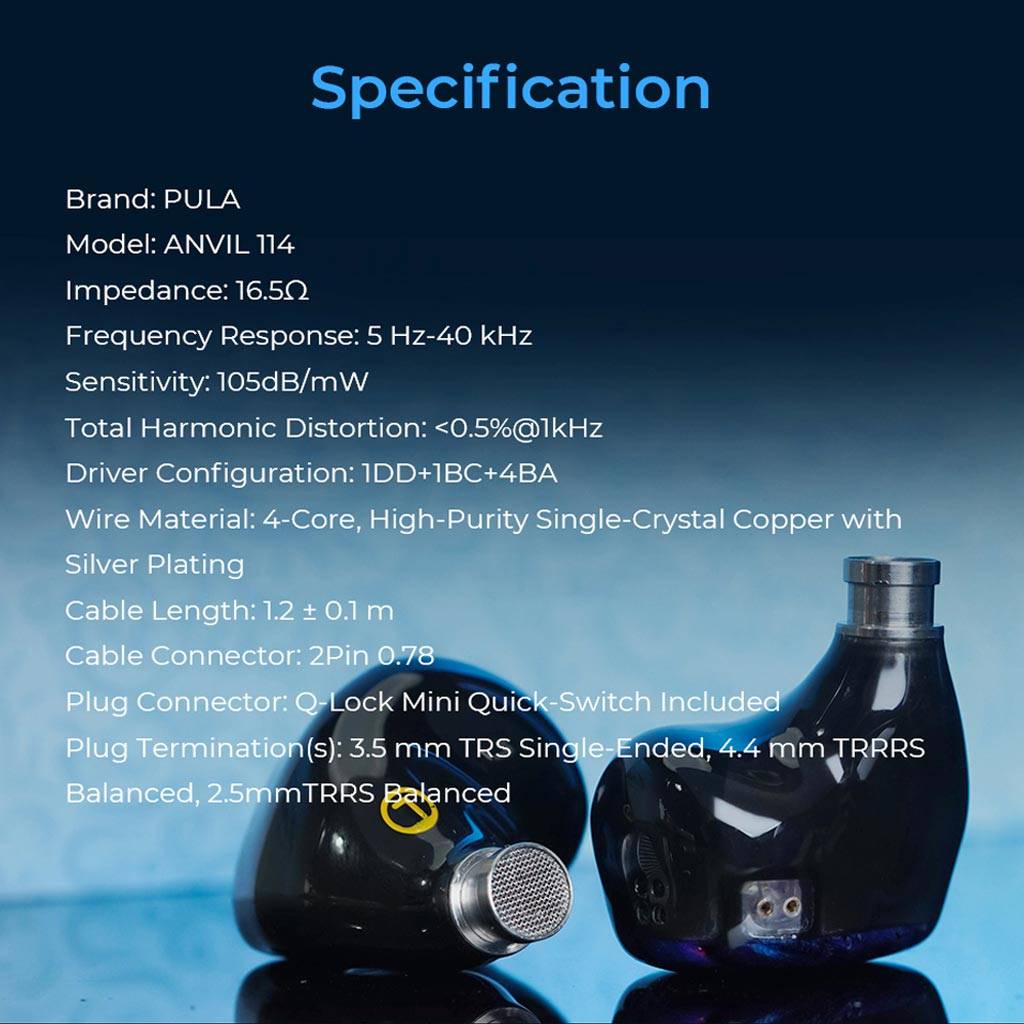 PULA ANVIL114 Tribird Driver IEM Blue Specification