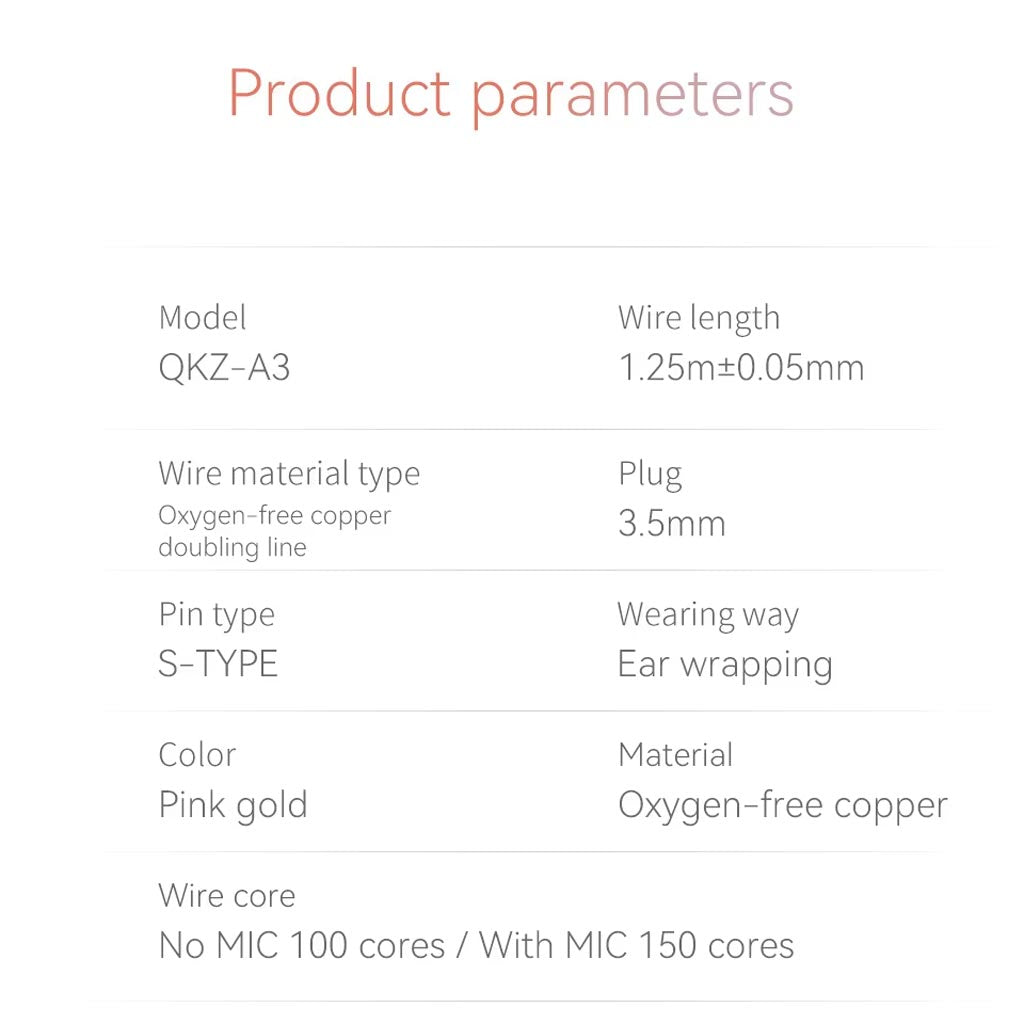QKZ A3 Upgrade Cable for IEM specification