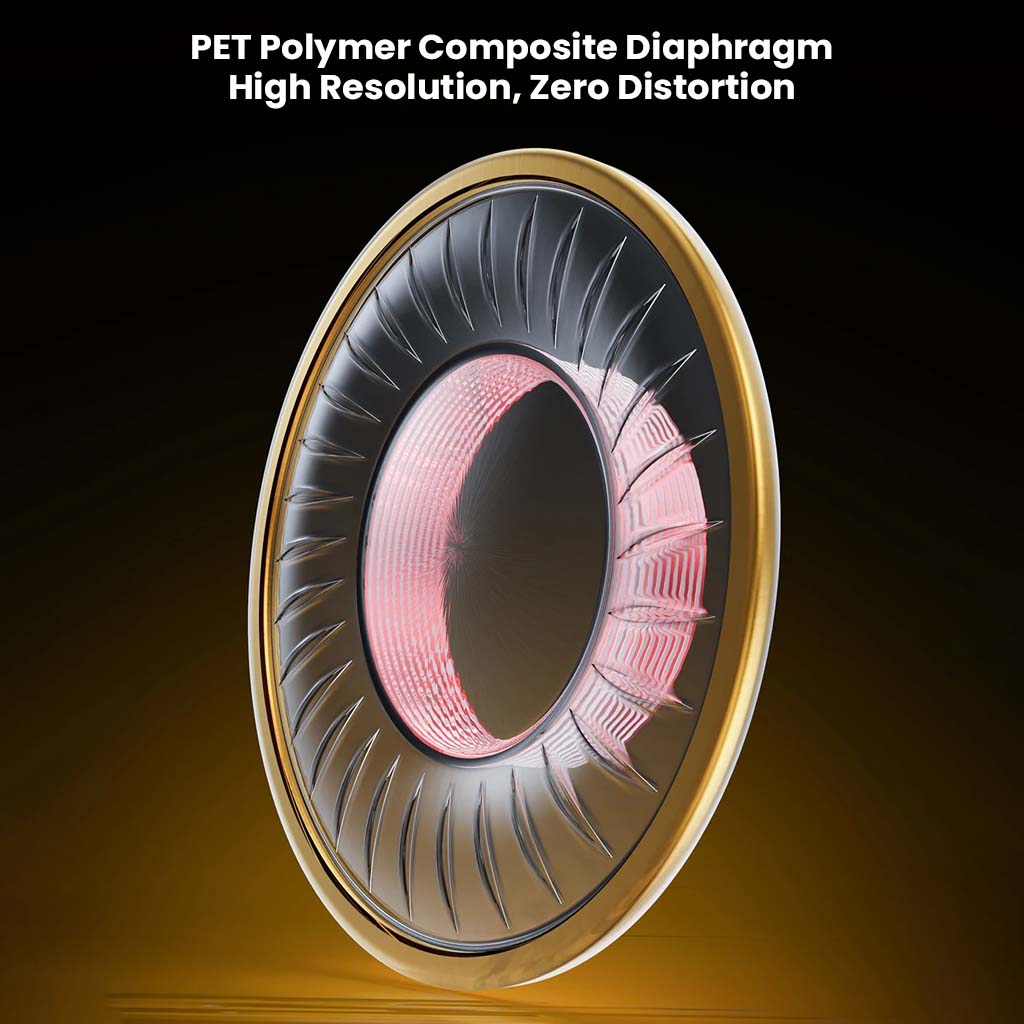 Close-up of PET polymer composite diaphragm in QKZ Enzo Pro IEM, designed for high-resolution audio with zero distortion.