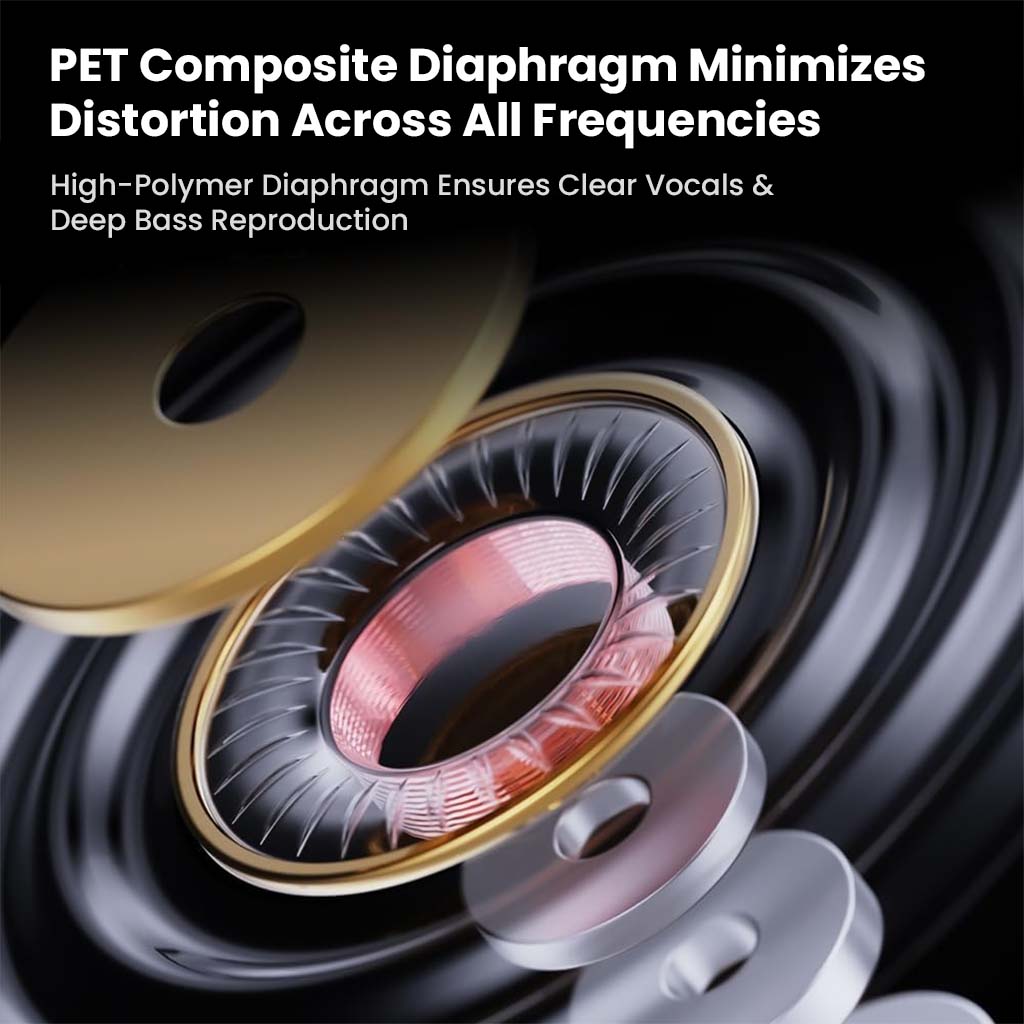 QKZ-ENZO IEM's PET composite diaphragm ensures clear vocals and deep bass with minimal distortion across all frequencies for high-fidelity audio.