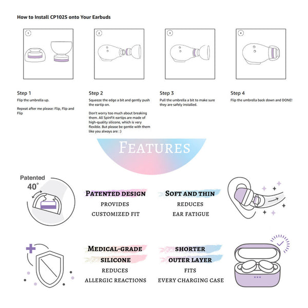 SpinFit - CP1025 Silicone Eartips for TWS - 43