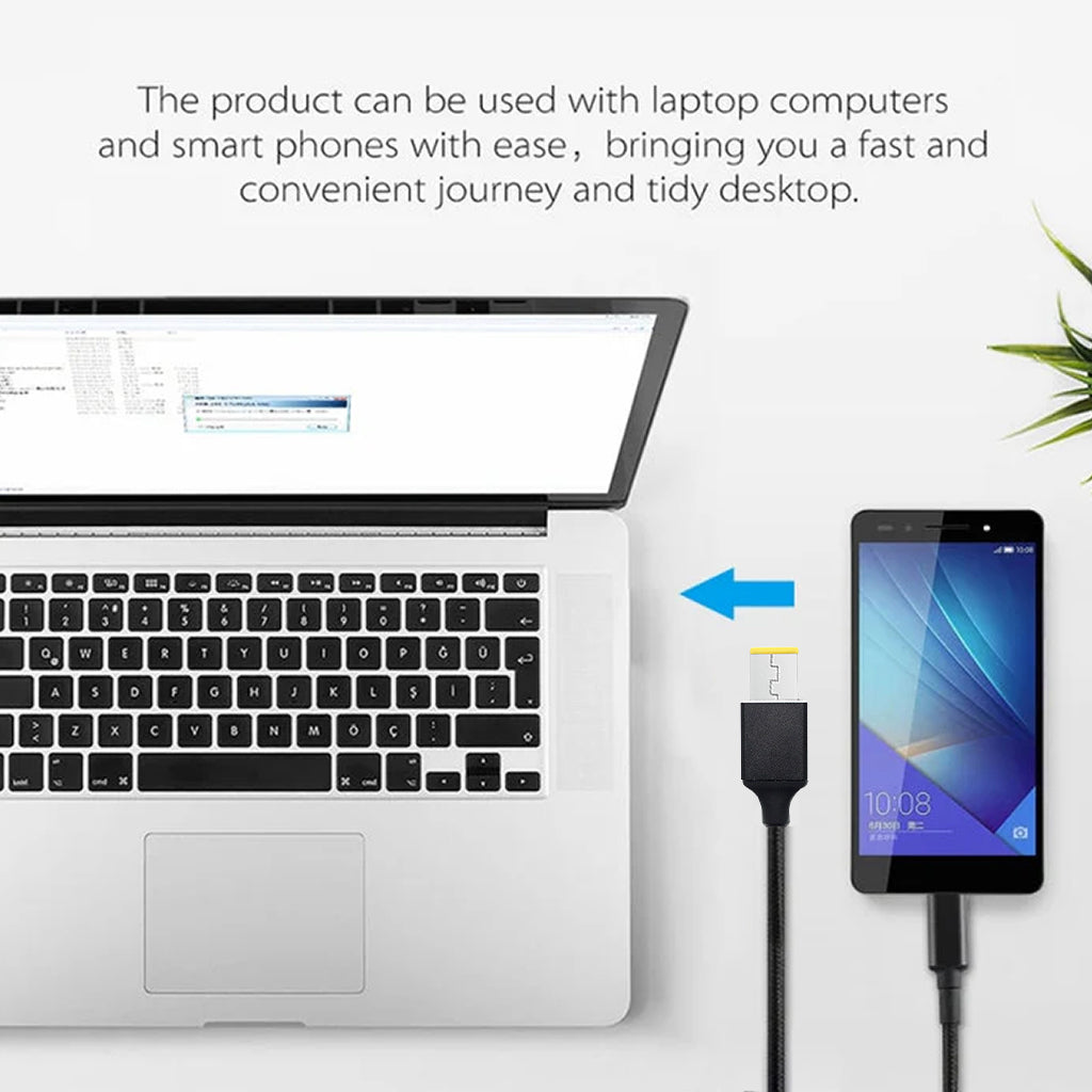 TECPHILE 100W PD Charging Nylon Cable for Lenovo Laptop