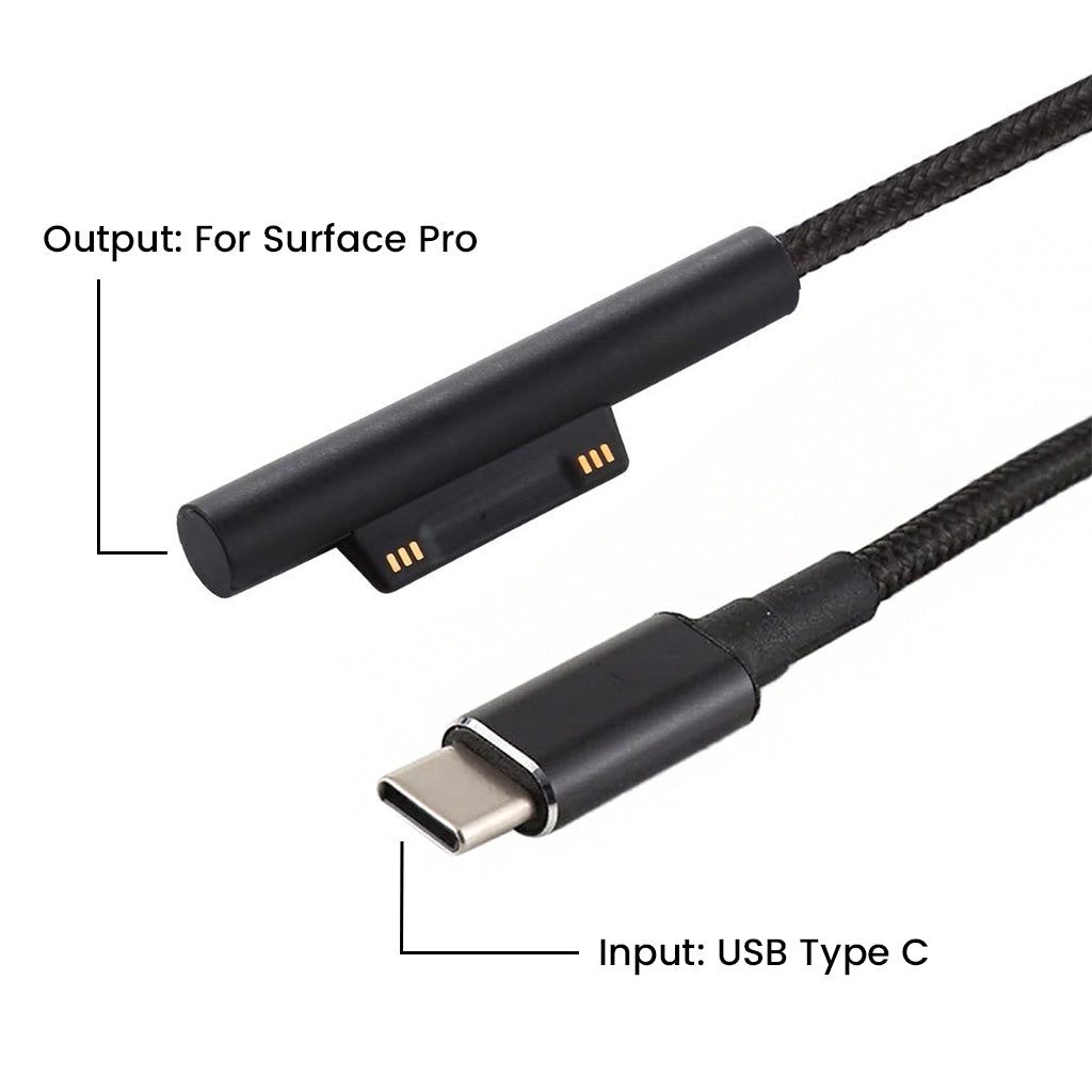 TECPHILE 100W Type-C PD Charging Cable for Surface Pro/ Book / Go