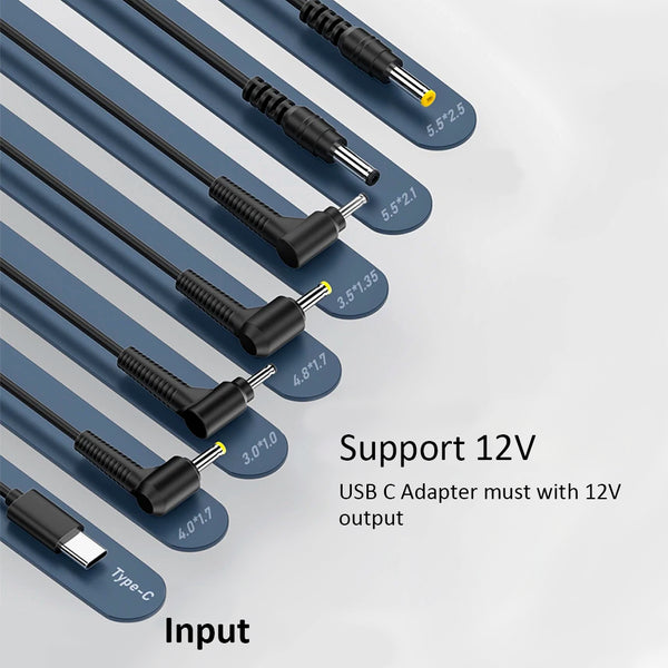 TECPHILE - 12V Type-C PD 65W to DC Power Adapter Cable - 4