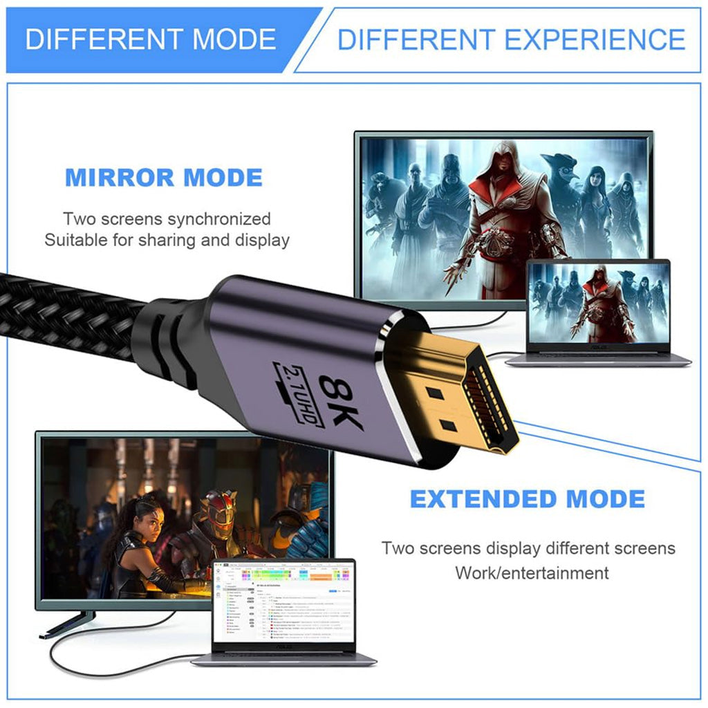 TECPHILE 8K HDMI TO HDMI Magnetic Adapter Cable Black extended mode