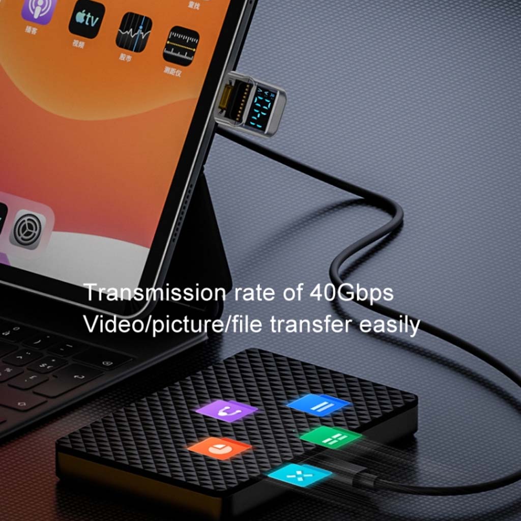 TECPHILE- 140W U shape USB4.0 to Type C Adapter with Digital Display