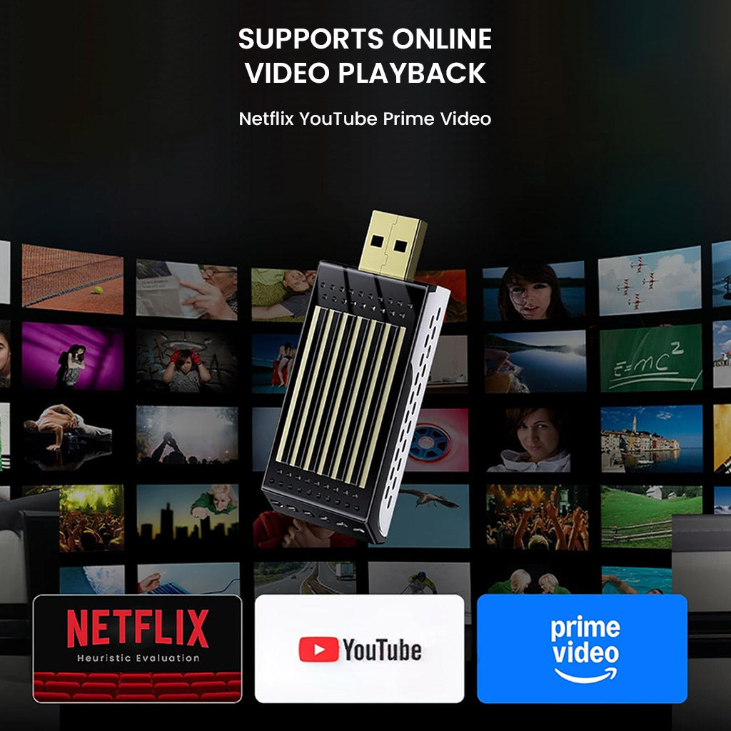 TECPHILE DroidDrive Android 13 AI Box supports Netflix, YouTube, and Prime Video streaming for in-car entertainment systems.
