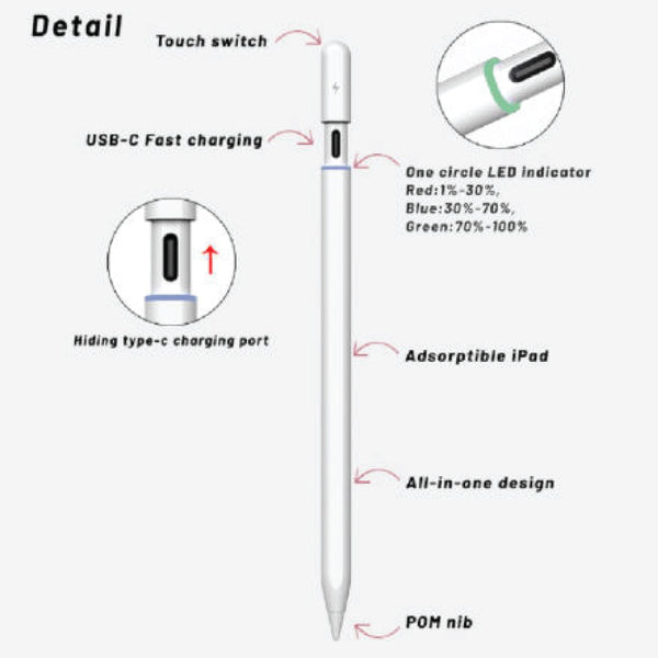 TECPHILE - P8 Magnetic Stylus Pen for iPad - 9