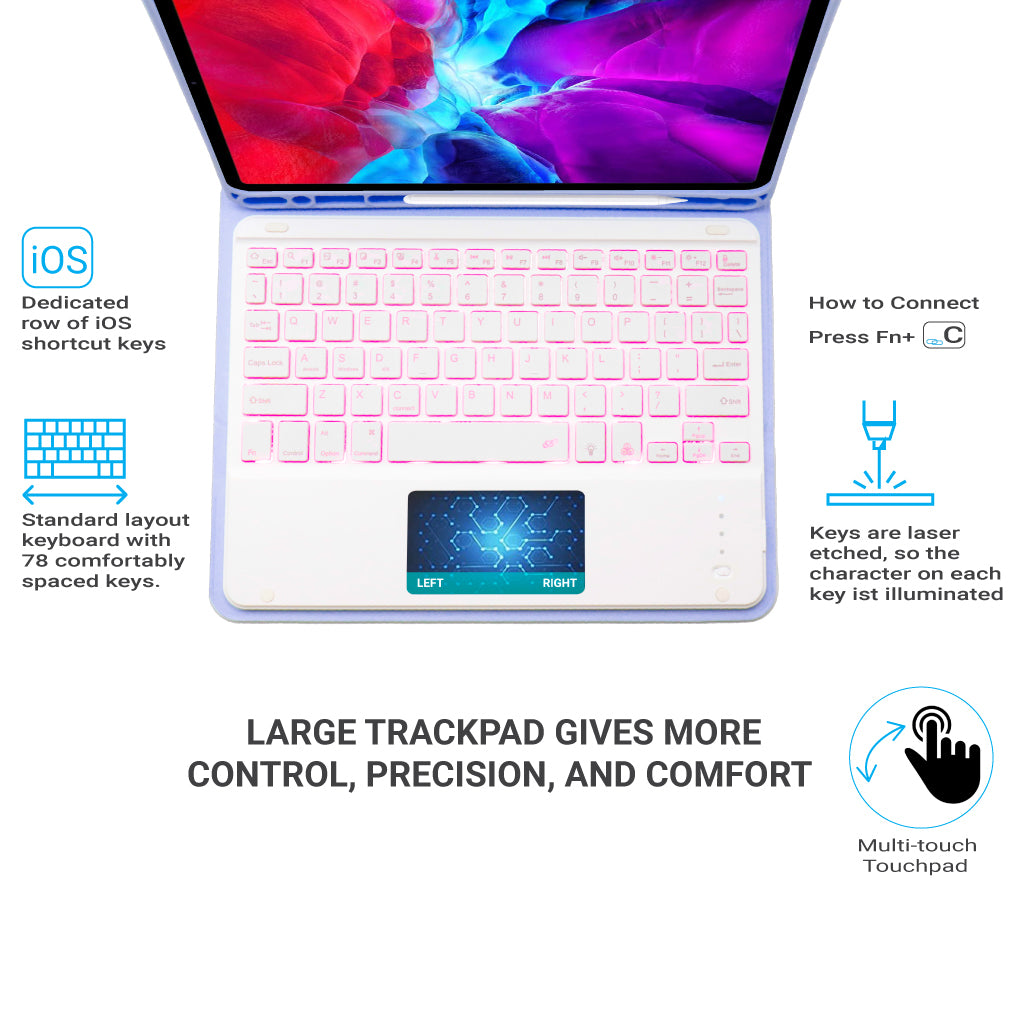 TECPHILE - PS11T Wireless Keyboard Case For iPad