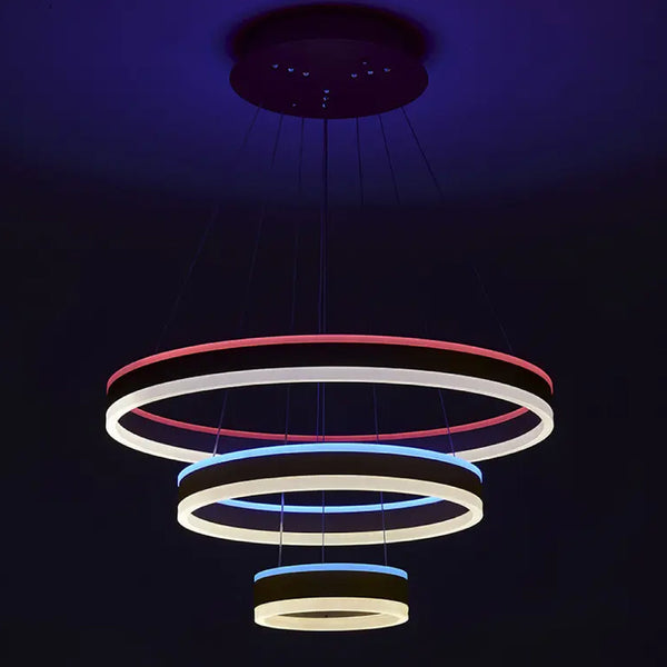 TECPHILE - RGBW 3 Ring Chandelier with Remote Control - 1