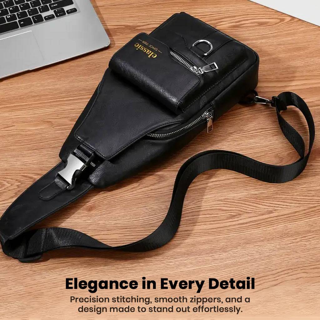 TECPHILE - Classic 2008 PU Leather Sling Bag With Adjustable Straps