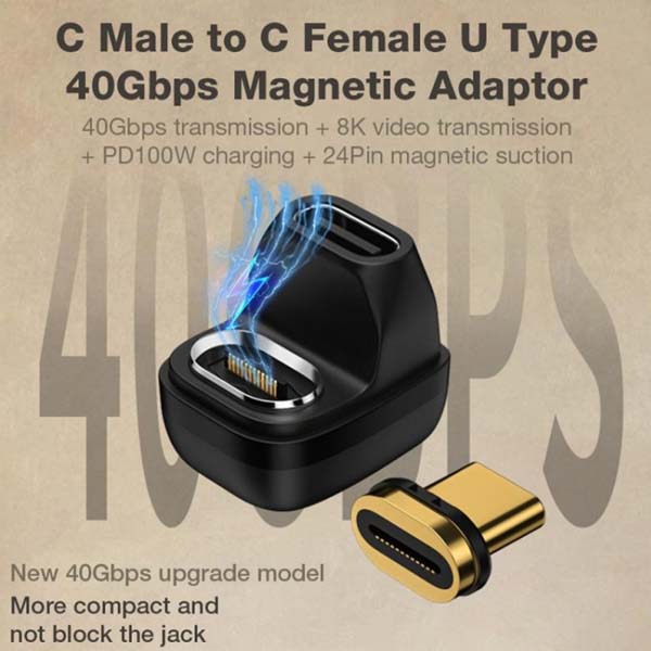 TECPHILE U-Shaped 100w type-c male to type-c female adapter