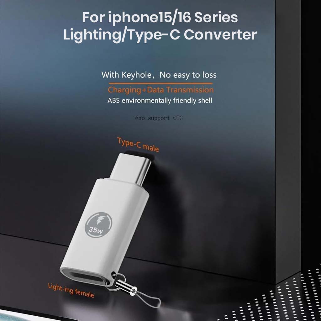 TECPHILE- LIGHTING to TYPE-C PD35W fast charging OTG Adapter