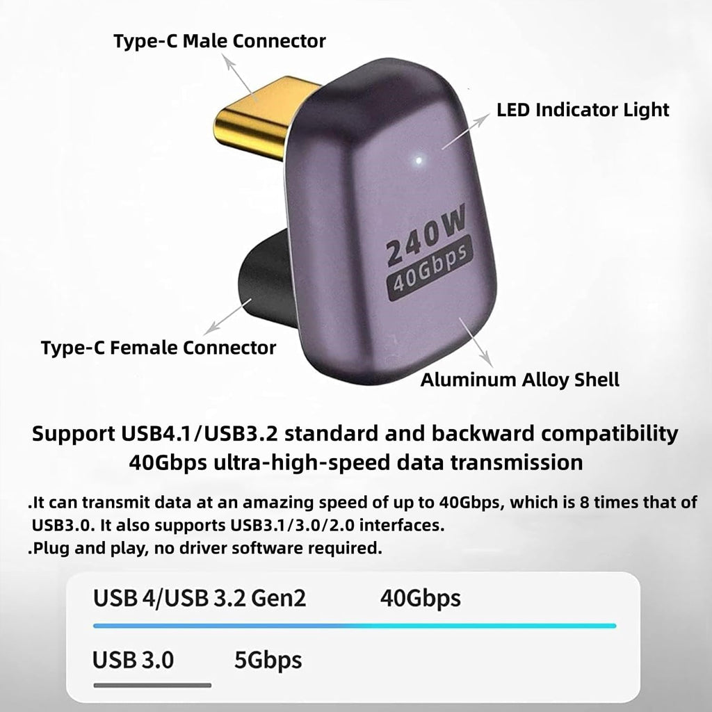 TECPHILE 240W PD Type C Male to Type C Female Adapter