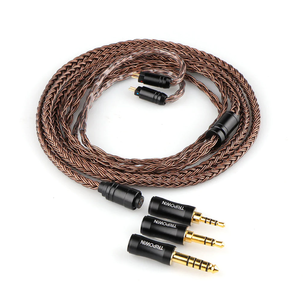 Tripowin Amber IEM upgrade cable with detachable plugs and 2-pin connectors, offering versatile audio connectivity and premium build.