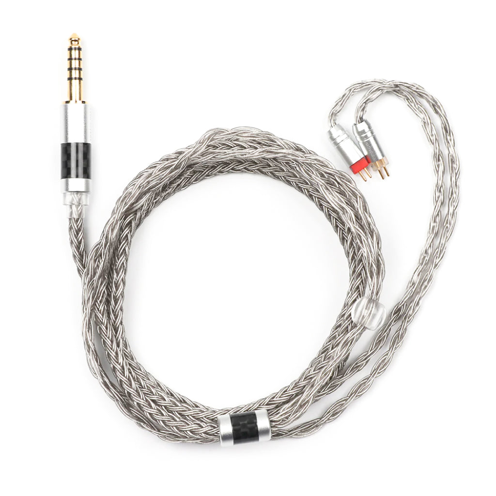 Tripowin Zonie silver-plated 16-core IEM cable featuring 4.4mm balanced jack and 2-pin connectors, designed for premium audio clarity.