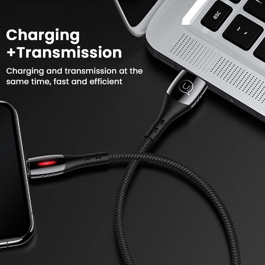 USAMS-SJ344USB01 cable supports simultaneous charging and data transmission, compatible with laptops and Apple devices.