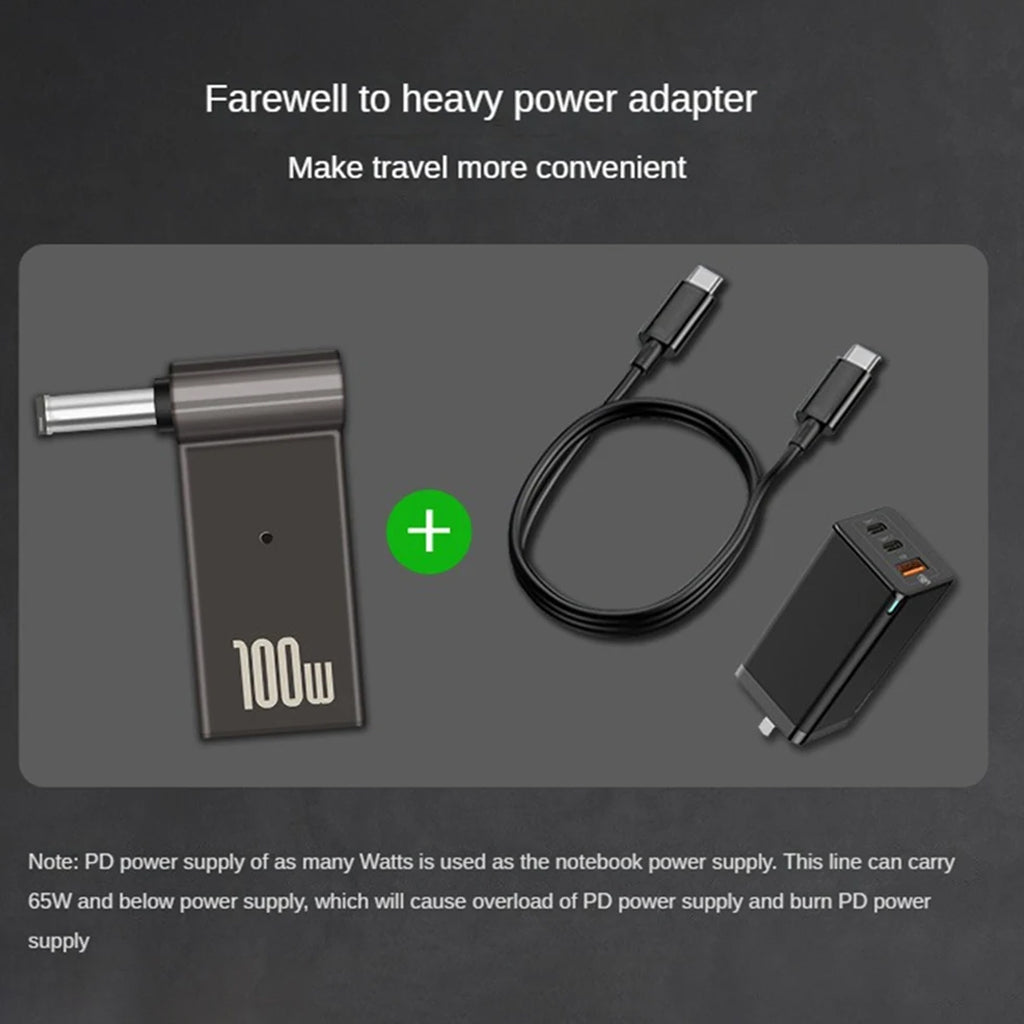TECPHILE - 100W Type-C Portable Adapter Connector for Laptop