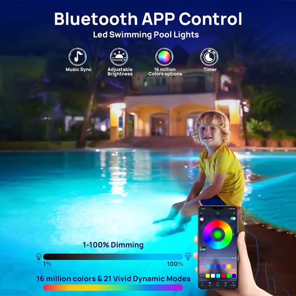 TECPHILE Smart Pool Atmosphere Music Sync LED Light - 4