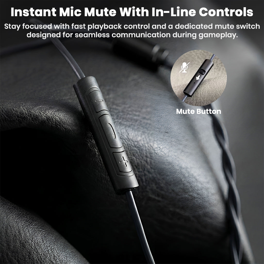 AUDIOCULAR BOOM-X Gaming Cable with in-line mic mute and volume controls for seamless communication during intense gameplay.