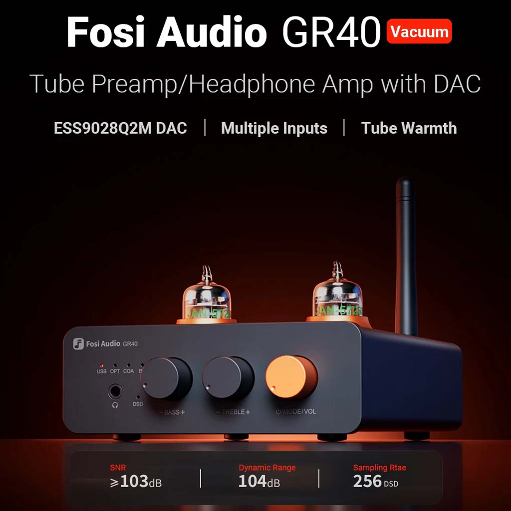 The fosi audio GR40 supports the dynamic range of 104 dB and sampling rate of 256 DSD