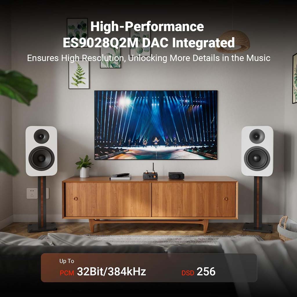 The Fosi Audio GR40 comes equipped with the ES9028Q2M DAC Chip and supports upto 32Bit/384kHz