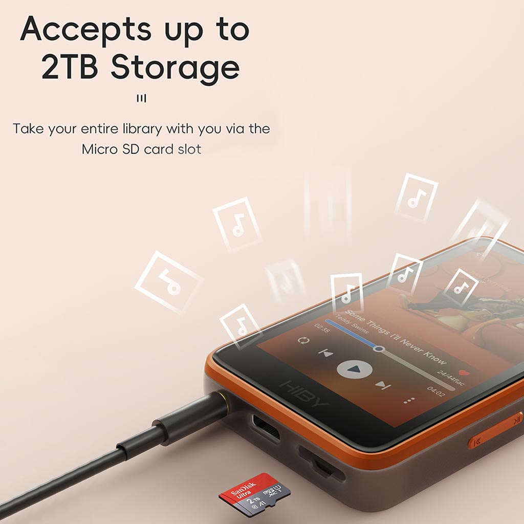 HiBy R1 Digital Audio Player Black Accepts Upt to 2Tb Storage